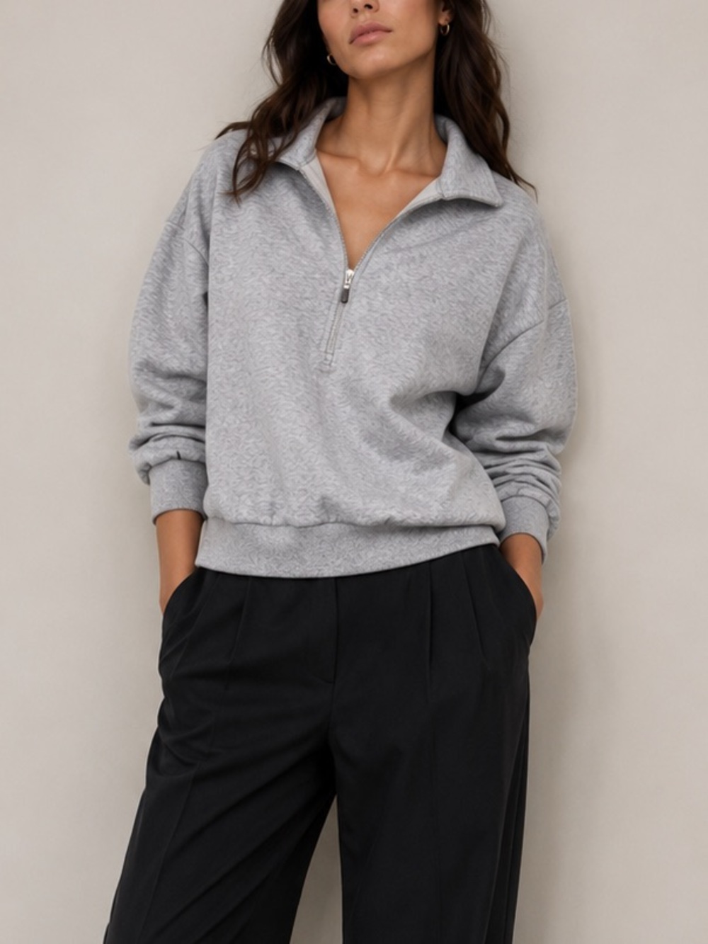 Gray quarter zip sweatshirt